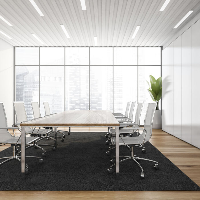 Business,Meeting,Room,With,White,Armchairs,And,Wooden,Table,,Black